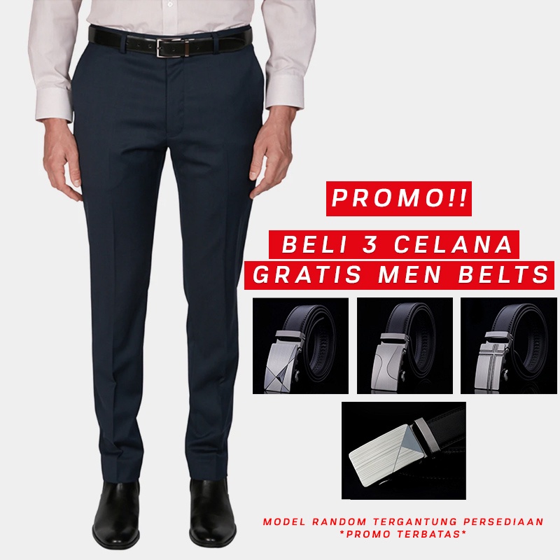 MYSTERICOUS Celana panjang Casual Formal Harian Slimfit MYST - Blue Navy ( Bahan Super Adem )