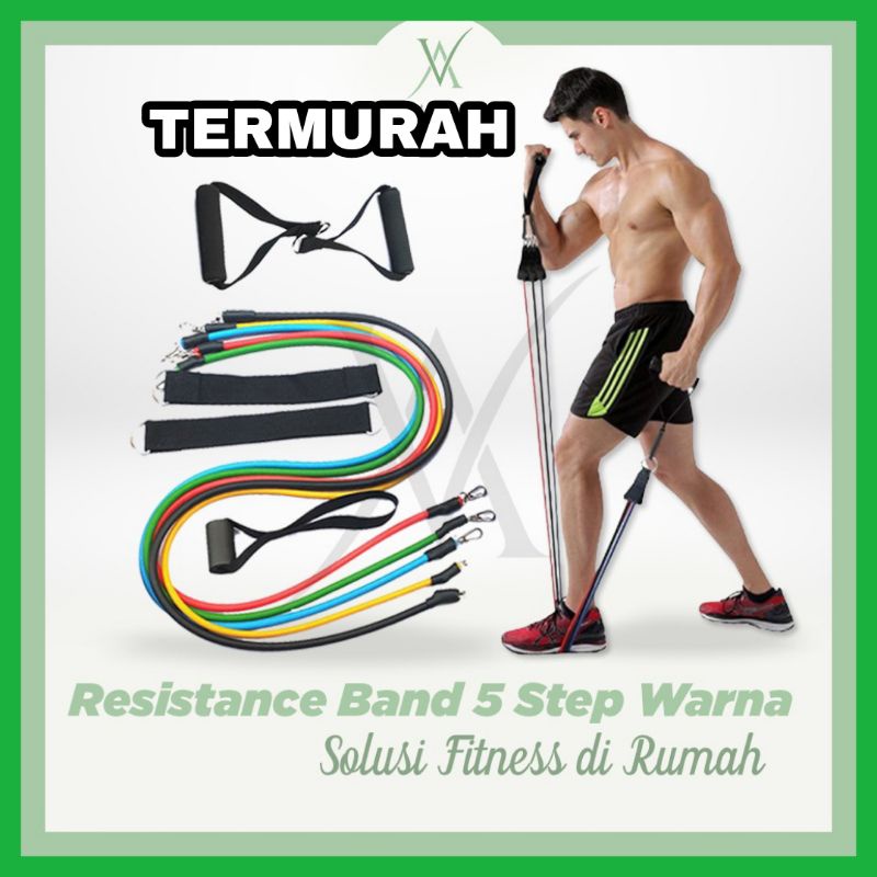 (MAINANKYU) RESISTANCE BAND SET 11 PCS BEBAN 10-30LBS INCLUDE DOOR ANCHOR DAN HANDLE ALAT HOME FITNESS KARET GYM OLAHRAGA HOME WORKOUT EASY LIFE ORIGINAL IMPOR BERGARANSI - SANUS