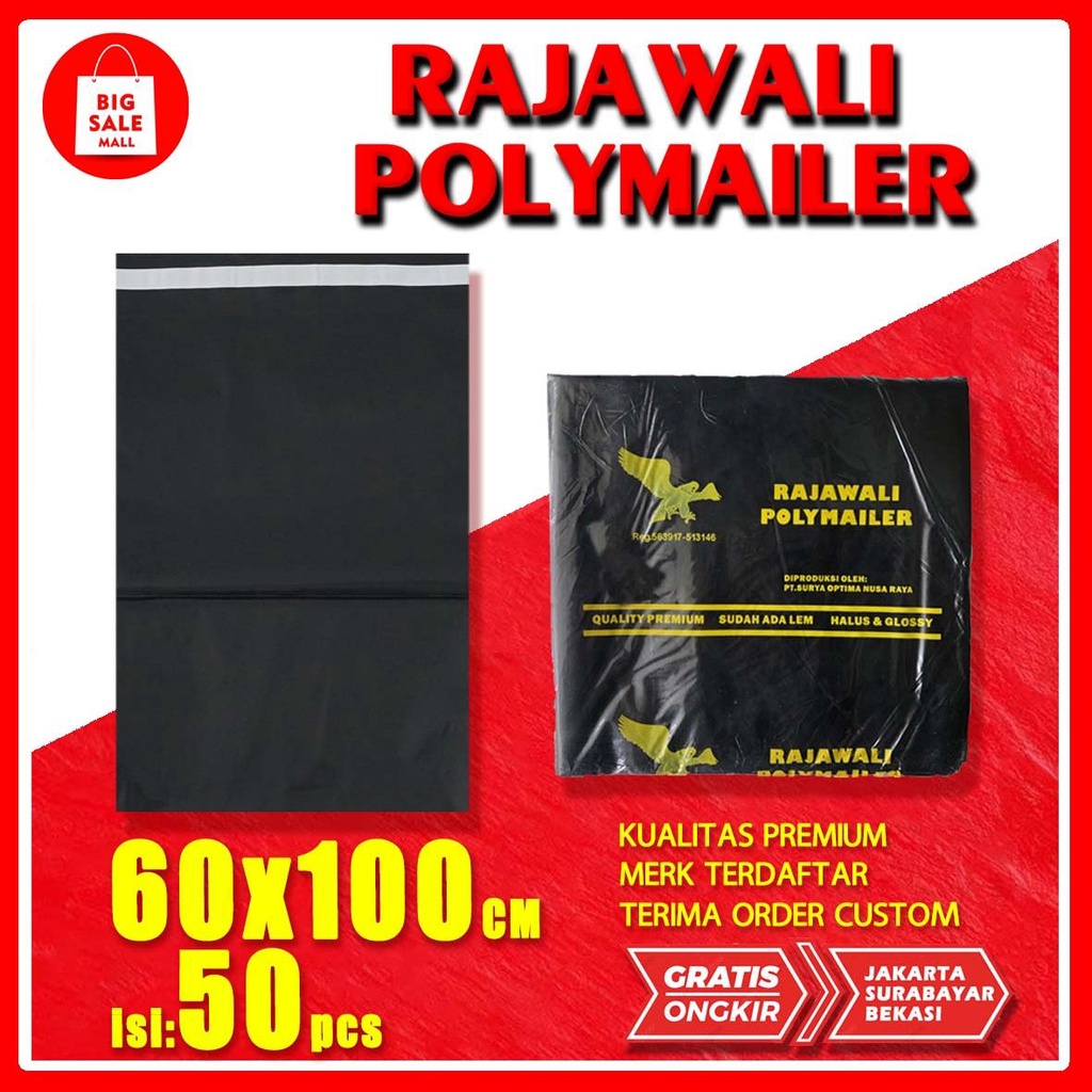 Plastik Packing Polymailer 60X100CM isi50pcs Plastik Packing Online Shop Packing Perekat lem Tebal RAJAWALI