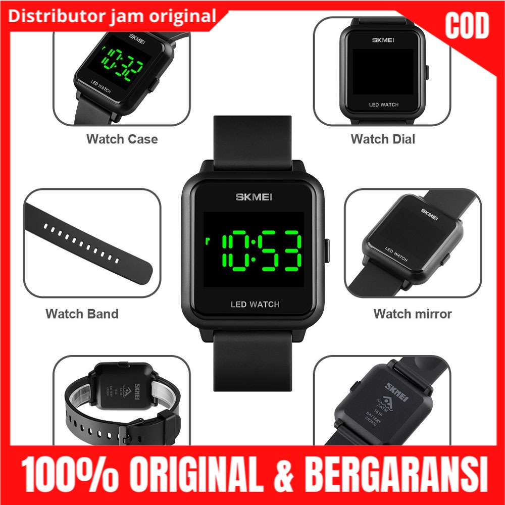 Jam Jm Tangan Tngan Pria Cowok Wanita Perempuan Digital Led Kotak Skimei Skmei Skemei Skymei 1630-2