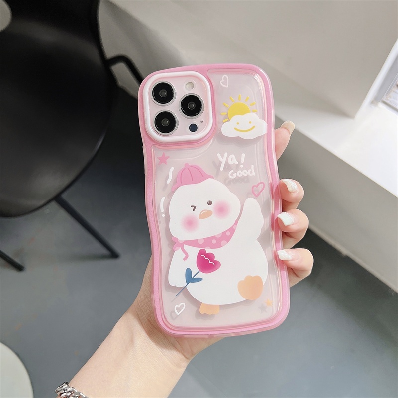 Casing Silikon tpu Iphone 11 12 13PROMAX X XS XR XSMAX 6 / 7 / 8 + shockproof Motif Bebek Beruang pink