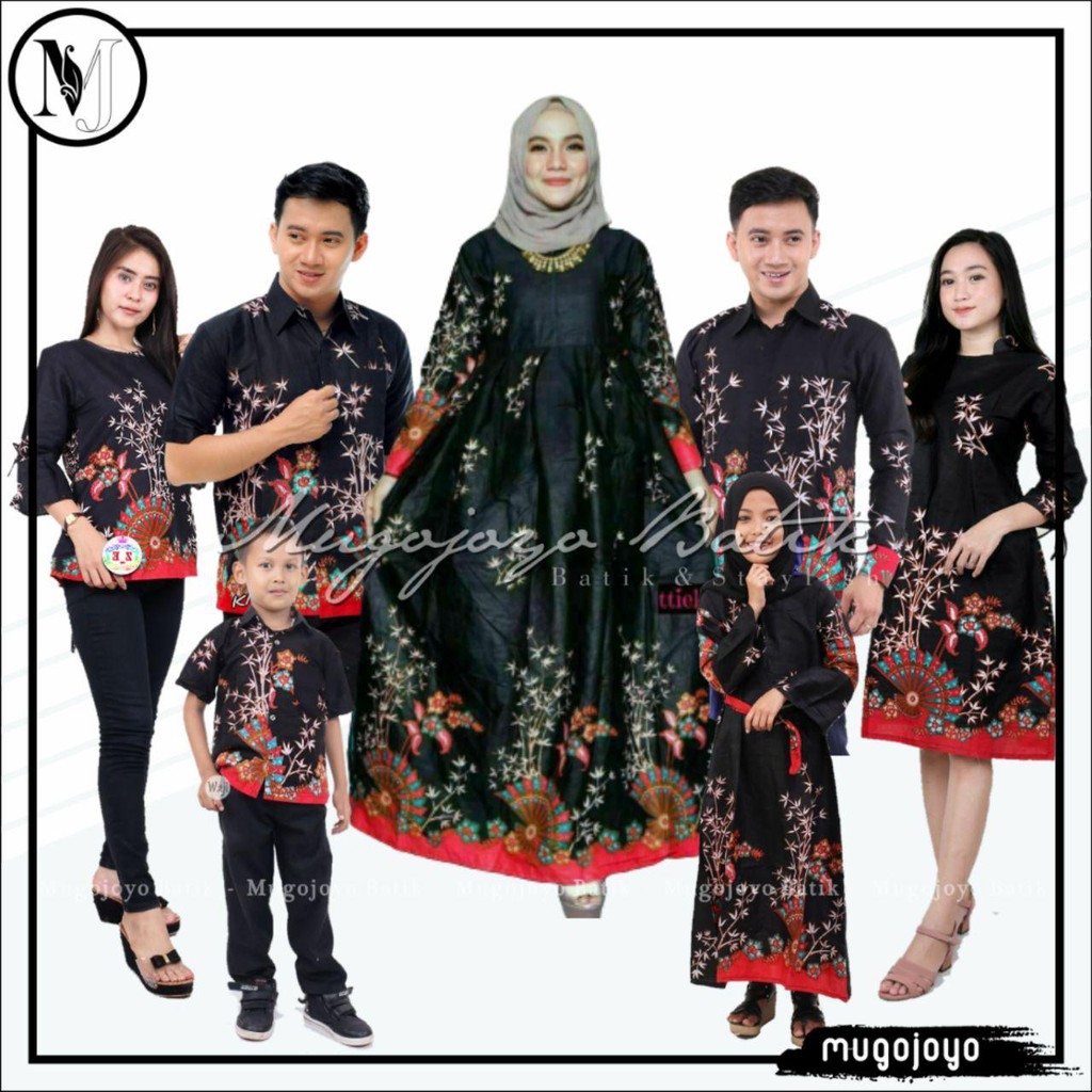 Batik Couple Keluarga Sania Ruffle Ori Ndoro Jowi Dnt Motiv Kipas