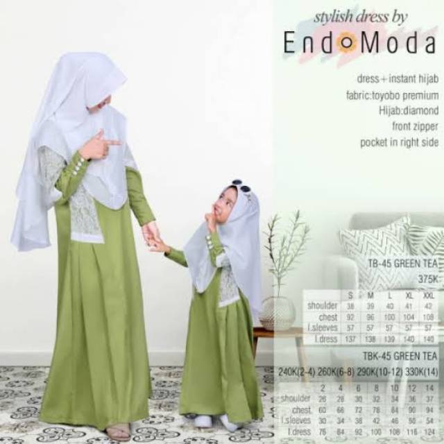 TB45 Endomoda / Gamis Ibu dan Anak Endomoda TB 45 / Gamis Couple Ibu dan Anak Endomoda TB 45