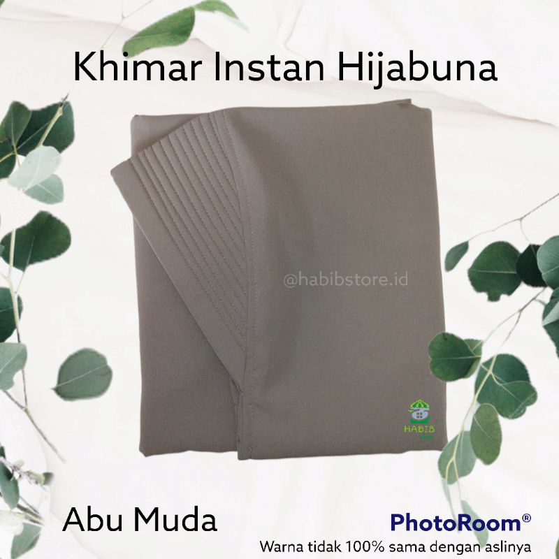 Khimar Instan Hijabuna Abu Muda - Jilbab kerudung syar'i / syari wolfis / wolvis / wollpeach panjang