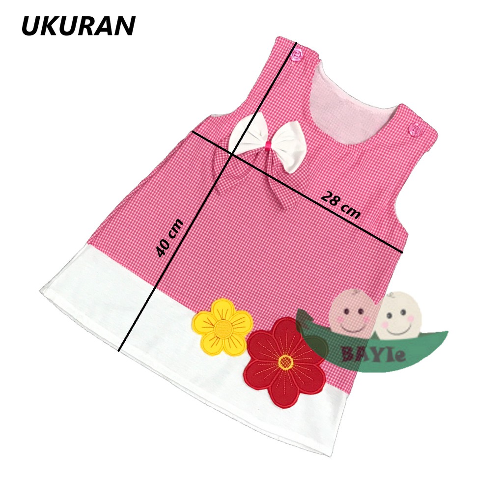 BAYIe - Baju bayi/Anak Perempuan Dress motif 2 BUNGA PLANET KIDS usia 0-12 bulan/Pakaian anak Cewek