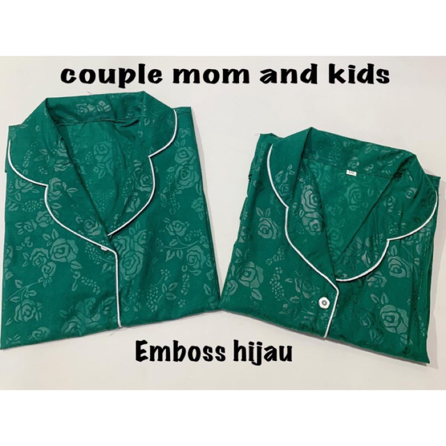 Piyama EMBOSS HIJAU bisa couple  mom kids  and family 