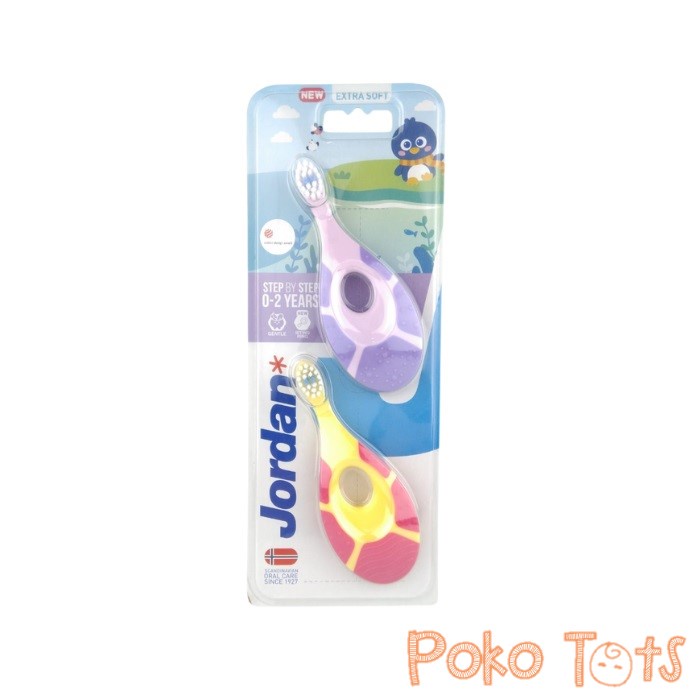 Jordan Oral Care Kids Step 1 Twin Toothbrush Extra Soft Sikat Gigi Anak Usia 0-2 Tahun Isi 2pcs WHS