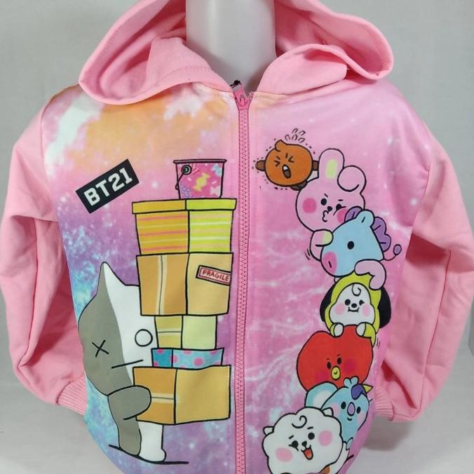 Jaket anak cewek BTS BT21 printing