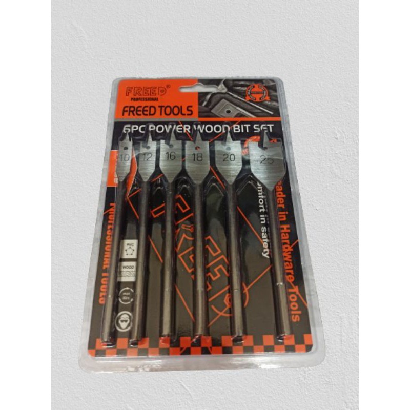 Mata Bor Kayu Kipas / Flat Wood Drill Bit Woodworking 6 pcs 10mm-25mm
