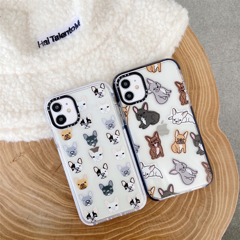 Casing Soft Case Motif Kartun Bulldog Untuk iPhone 11 / 12 / 13 Promax / 7 / 8 + / X / XR / Xs Max