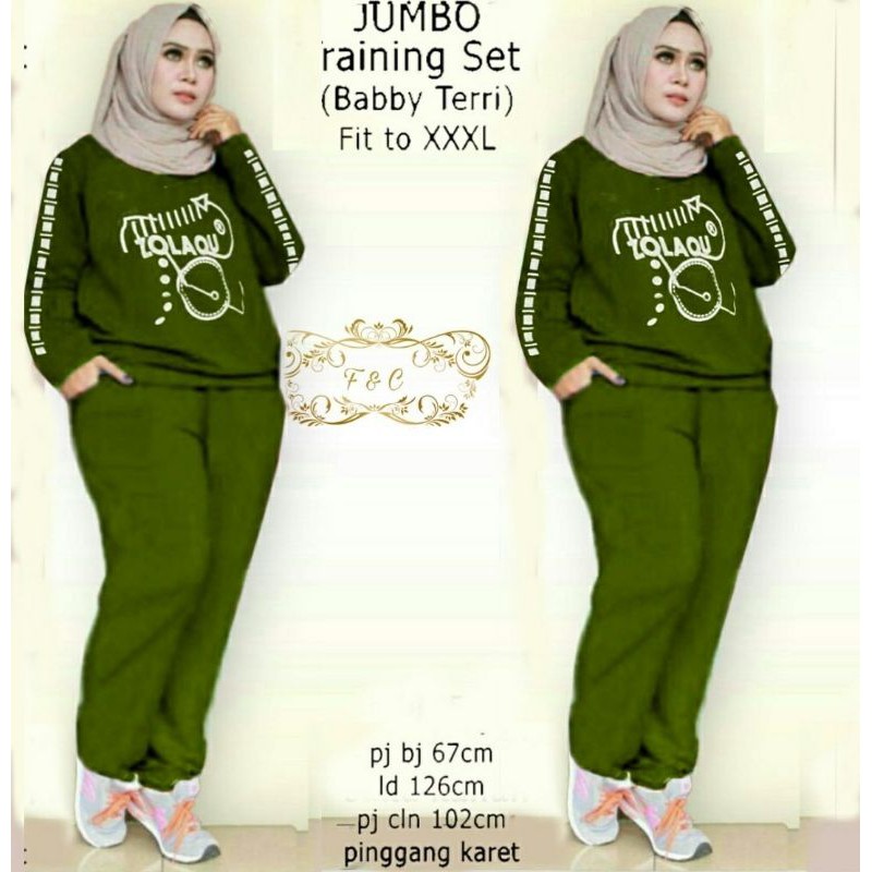 PCS SET ZUMBO ZLQ BAHAN BABYTERRY 2 UKURAN XL DAN XXL SETELAN ATASAN DAN CELANA FE