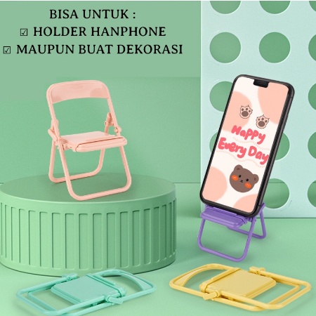 Holder Handphone Miniatur Kursi Mini /  Stand Holder Hp Macaron Model Kursi / Kursi Hp Warna Warni / Kursi Hp Lipat Standing Universal