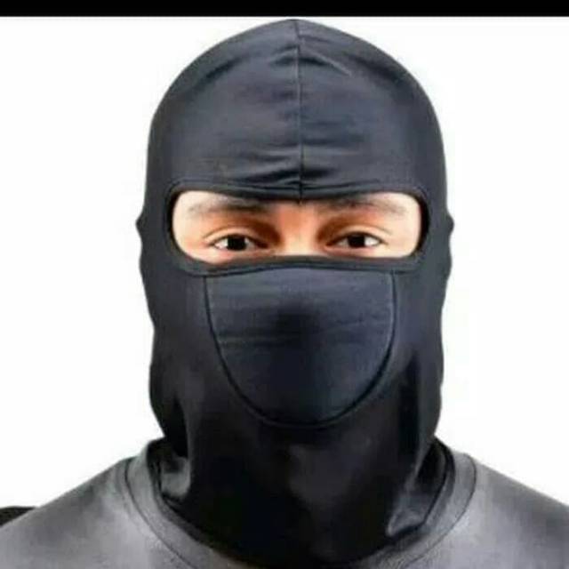 Masker ninja hitam polos BJ maker full hitam ninja bahan jersey