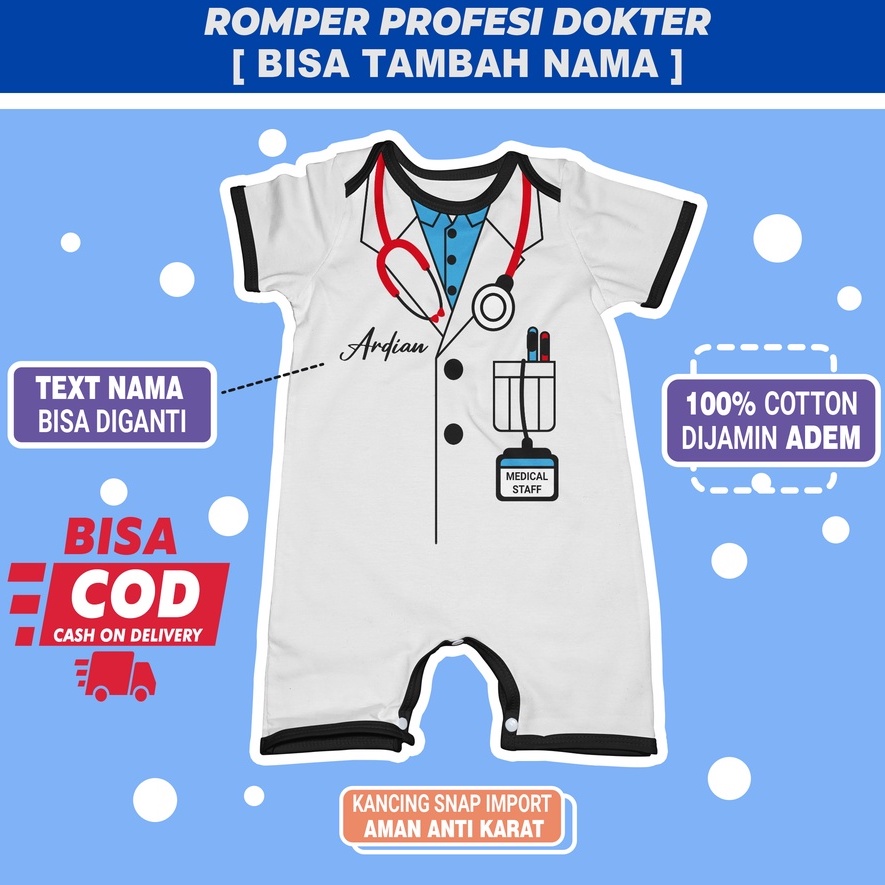 Jumper Bayi Dokter [BISA TAMBAH NAMA] - Model Romper