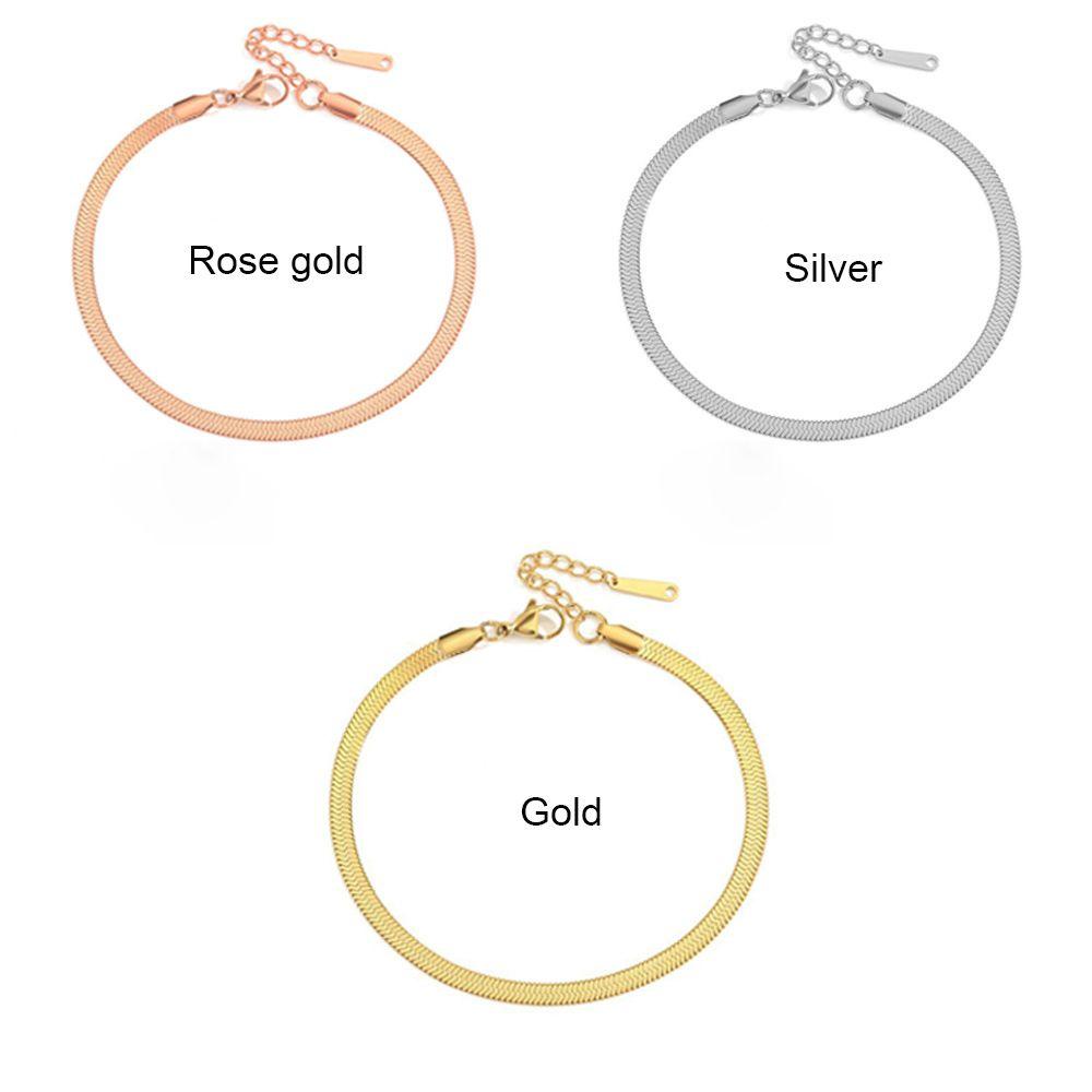 Preva Gelang Rantai Ular3 /4/5mm Klasik Anti Karat Minimalis Untuk Wanita Pria Herringbone Link Bracelet