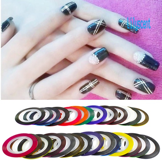 Lily 30pcs / Set Stiker Tape Garis Warna Campur Untuk Dekorasi Nail Art DIY