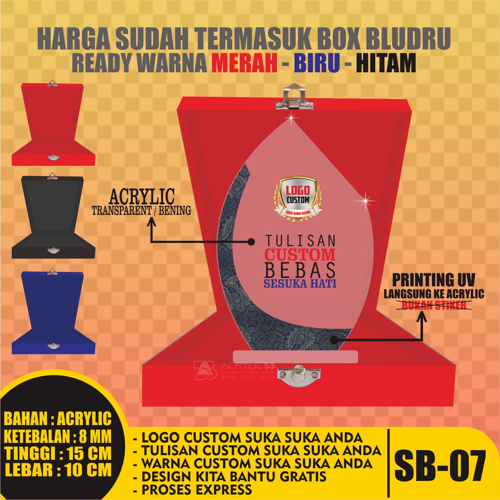 PLAKAT, PLAKAT AKRILIK, PLAKAT ACRYLIC, PLAKAT CUSTOM, VANDEL, PIAGAM PENGHARGAAN 15X10 + BOX SN07