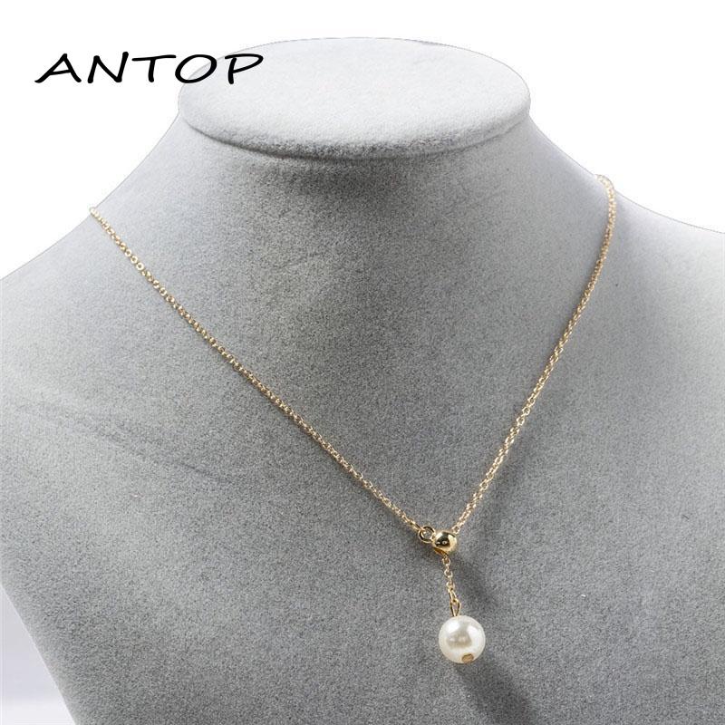 Korea Kalung Mutiara Sederhana Rumbai Tulang Selangka Yang Dapat Disesuaikan Rantai Untuk Wanita ANTOP