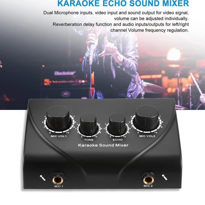 Karaoke Echo Tune Bass Vol Mixer Amplifier Mic / Karaoke Mixer - Hitam