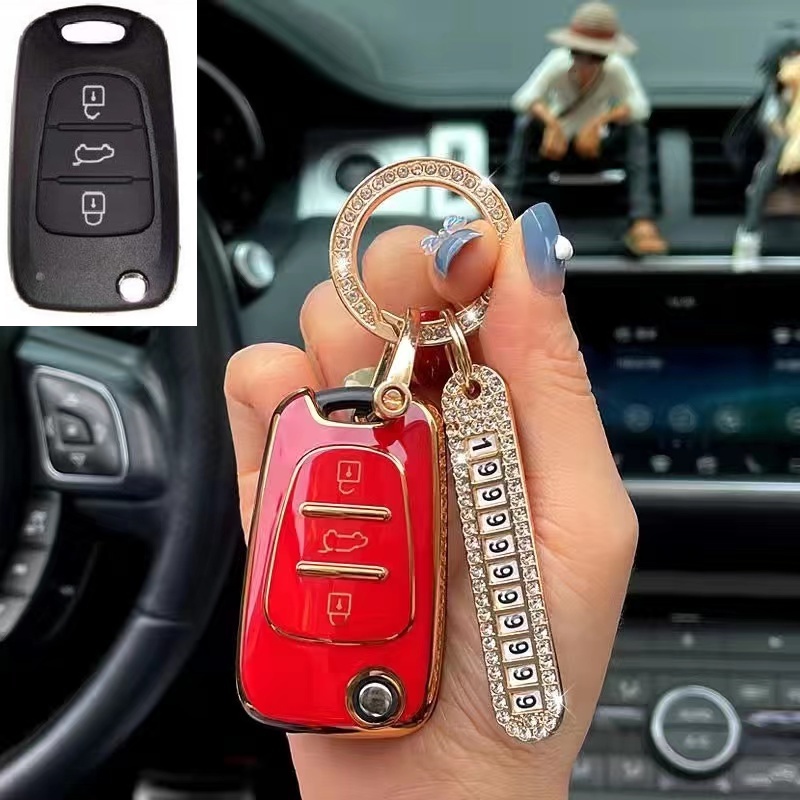 Casing Kunci Remote Mobil Keyless Bahan Silikon Untuk Hyundai Santa Fe 2015-2018