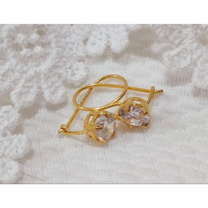 Anting Kait  Emas Muda Permata Putih 1/2 gr dan 1 gr