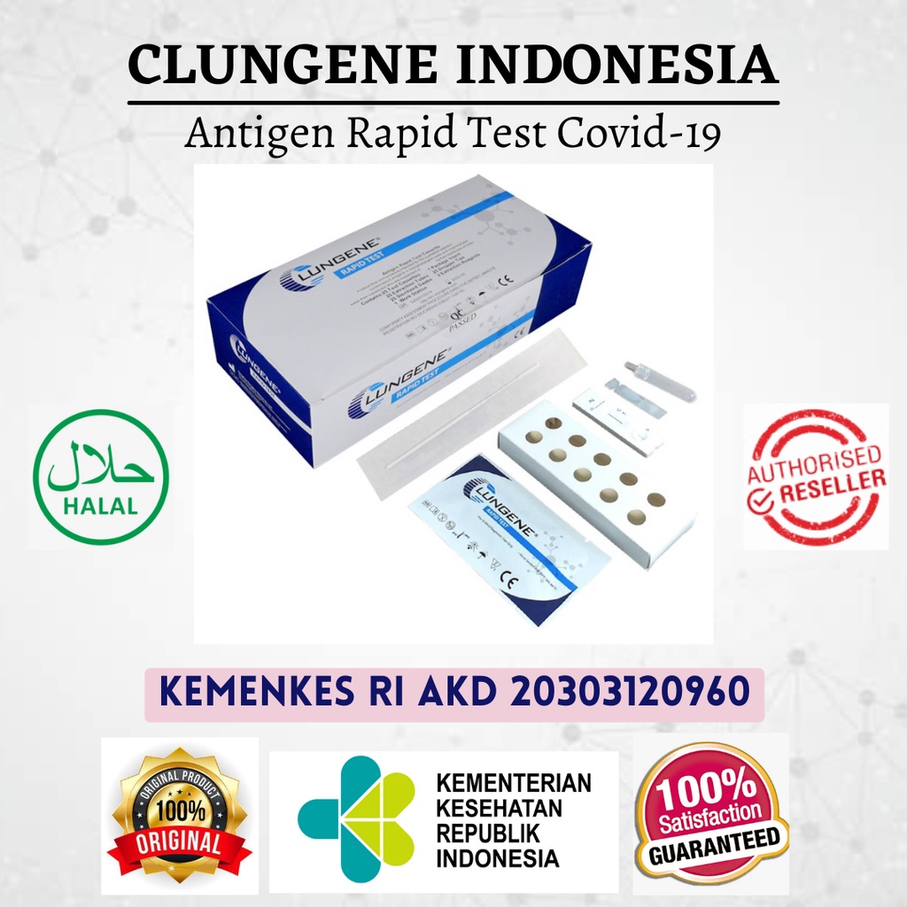 Jual Alat Rapid Test Antigen Biru Putih CLUNGENE Indonesia (SWAB) AKD ...