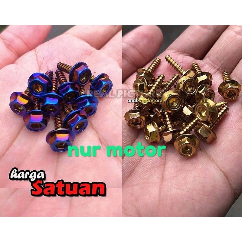 BP02 Baut Body Motor Mur Scrup Dasbor Probolt Stainless Steel Crom Two tone Variasi Jual Eceran Beat