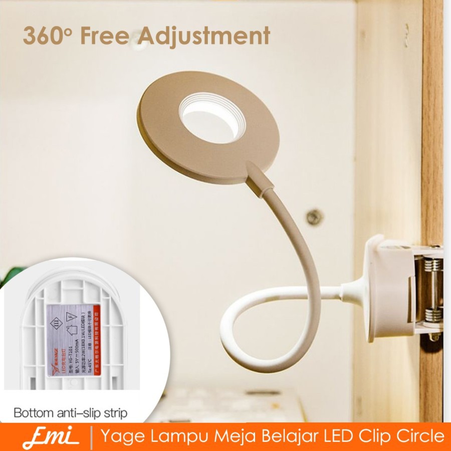 Yage Lampu Meja Belajar LED Clip Circle Design 5700-7300K