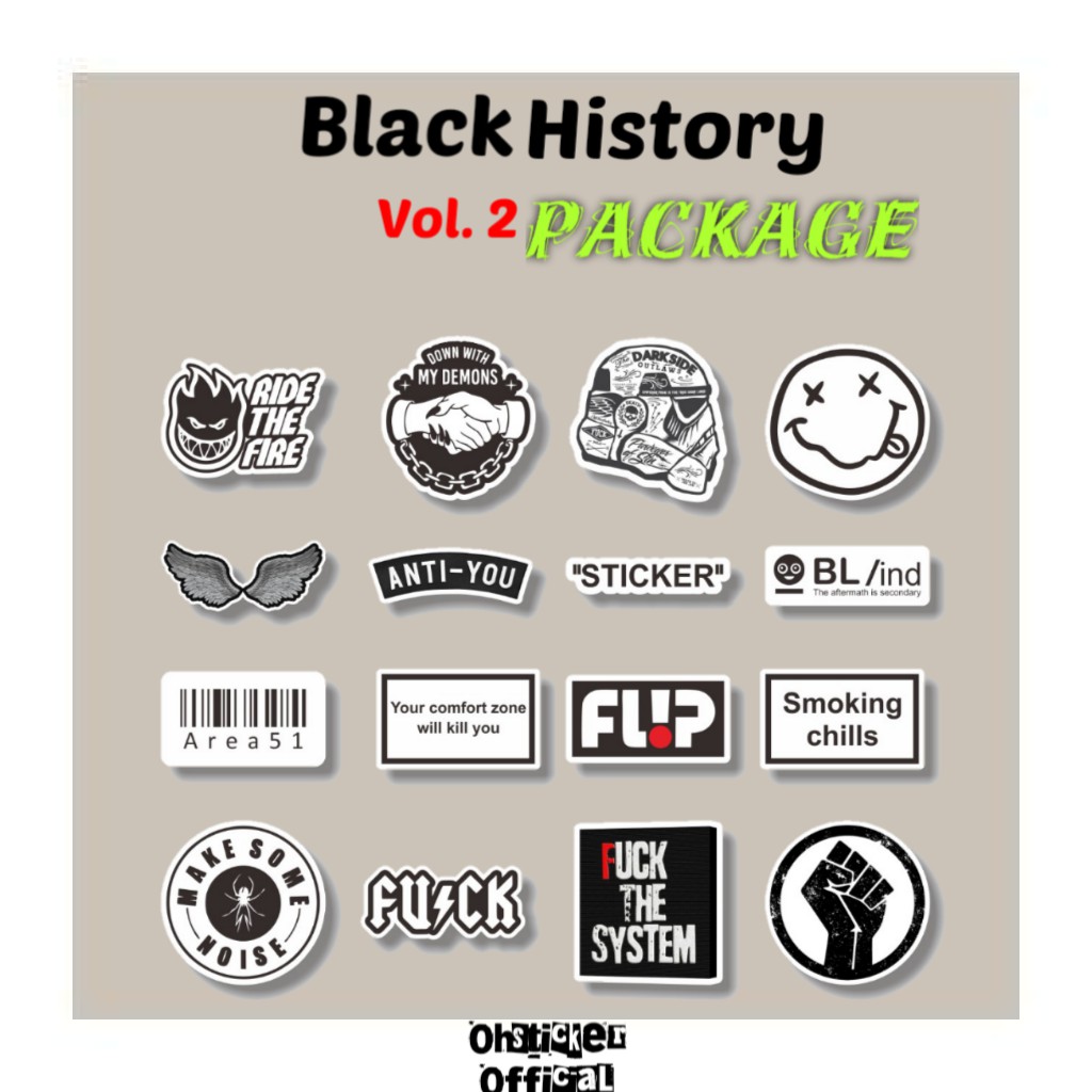 

WATERPROOFT STICKER AESTHETIC BLACK AND WHITE HISTORY STIKER CASE HANDPHONE LAPTOP DECAL BUJO DECO