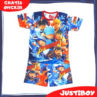 Setelan Baju  Anak  Karakter Boboiboy Elemental Heroes 