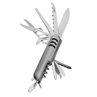 KNIFEZER Pisau Swiss Pocket Army Knife EDC Multifungsi 11 in 1 Silver