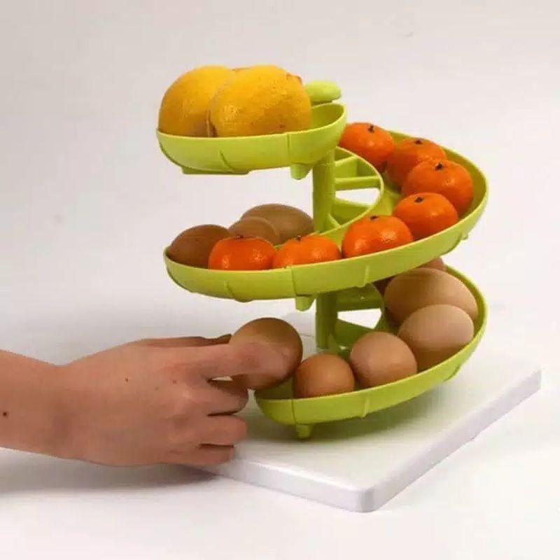 TEMPAT KERANJANG TELUR DAN BUAH MULTIFUNGSI MULTIFUCNTION SPIRAL EGG HOLDER DESIGN UNIK LUCU VA239