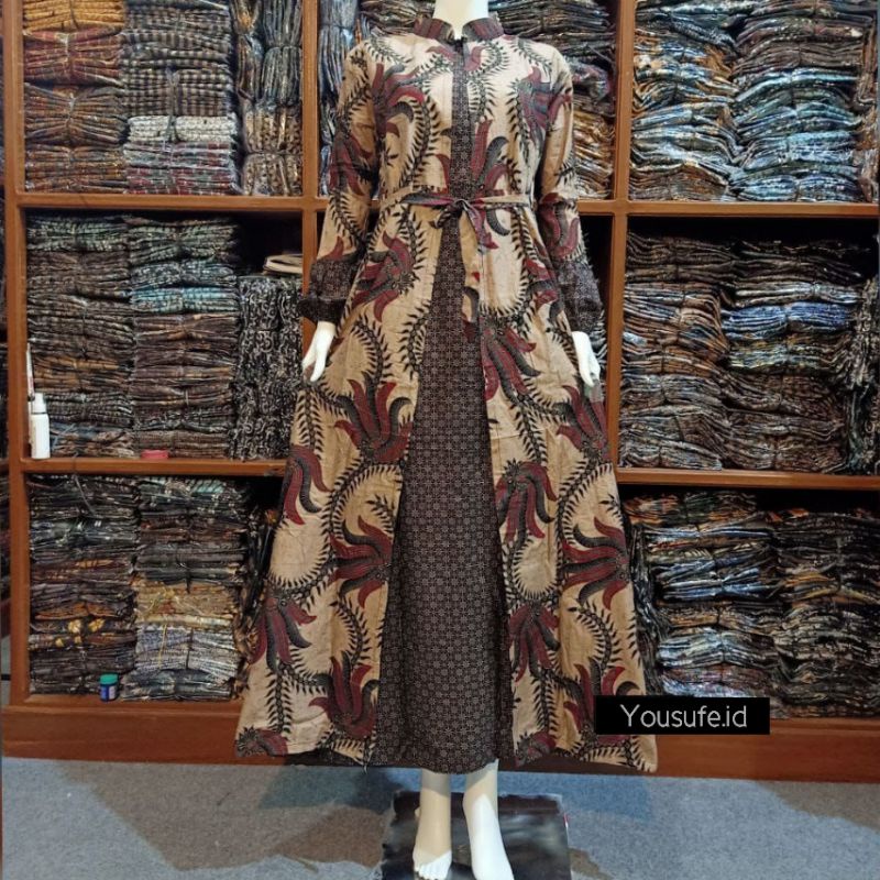 Gamis Batik Wanita Muslimah Fashion Produk Unggulan Halus Nyaman Adem Cocok Untuk Hajatan Seragam KM01YSF