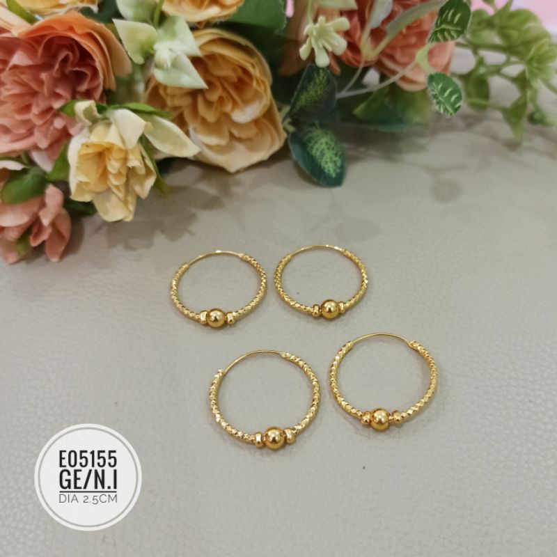 Anting Fashion Rhodium Gipsy Bola E05155