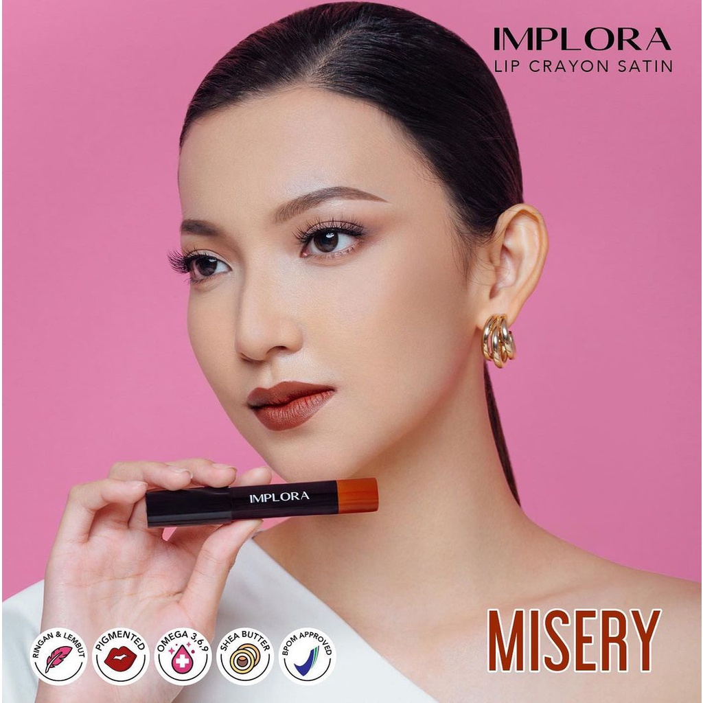 Implora Lip Crayon Satin 3.5gr - Lip Crayon Implora Satin Finish Original BPOM