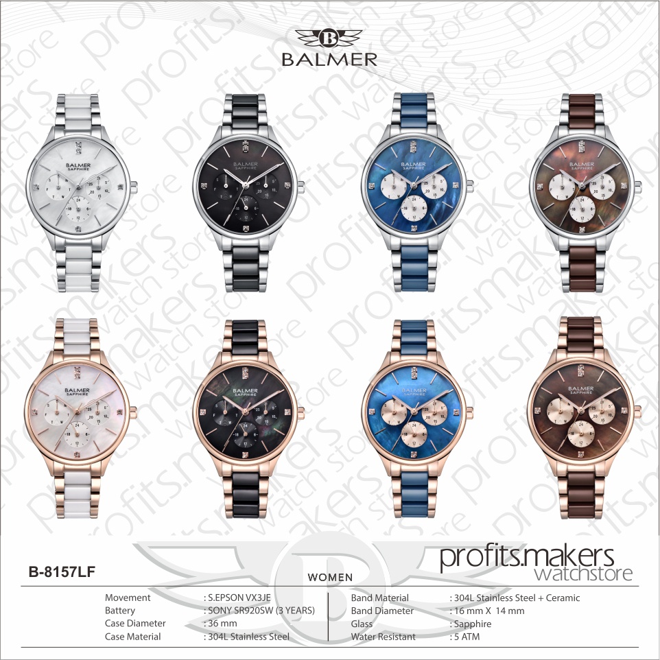 BALMER Watch B8157LF / B 8157 LF / B-8157LF Jam Tangan Sapphire ORIGINAL