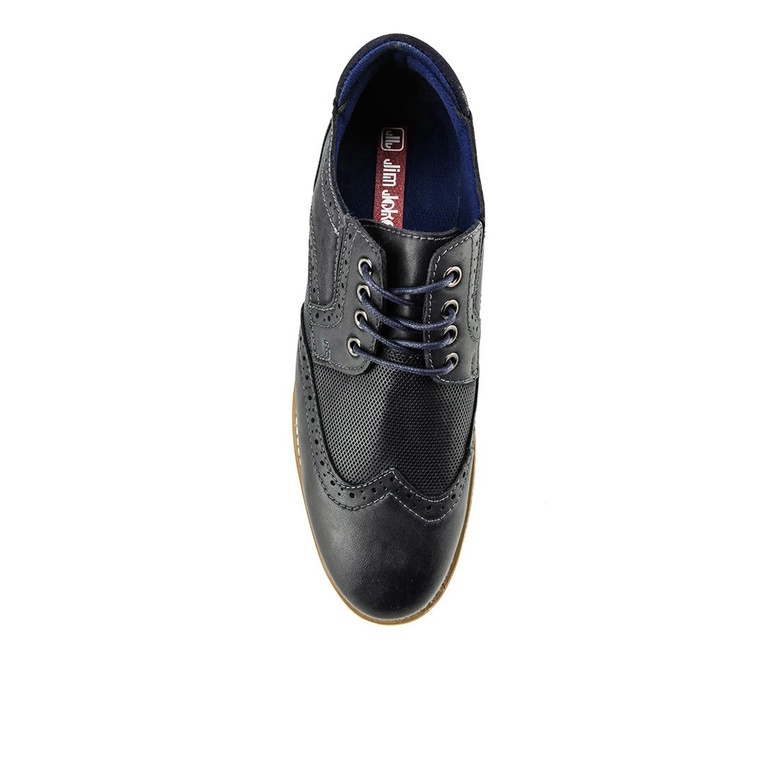 SEPATU FORMAL JIM JOKER PRIA ORIGINAL PANTOFEL KULIT BIRU NAVY JJ16