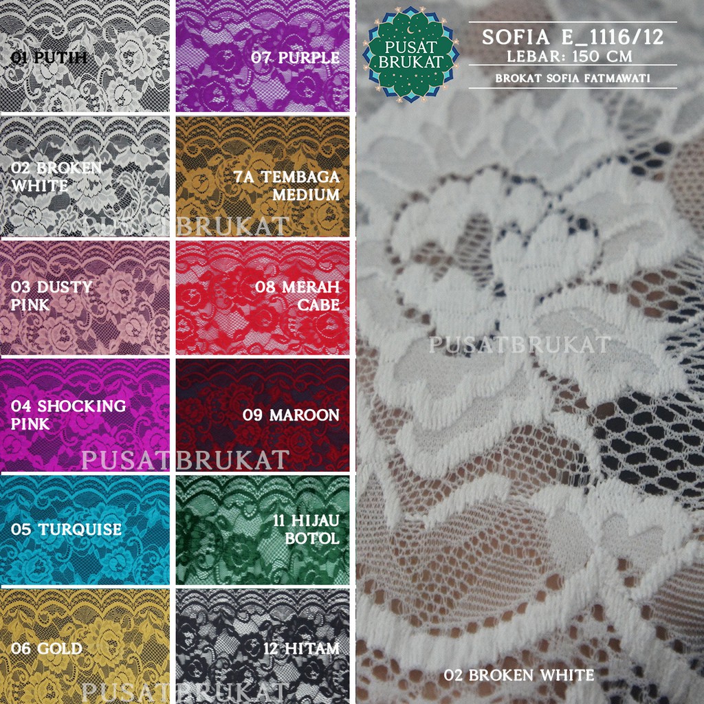 KAIN BRUKAT / BROKAT SOFIA FATMAWATI / JAQUARDTRONIC - SOFIA E-1116/12 - [harga per 0.5m]