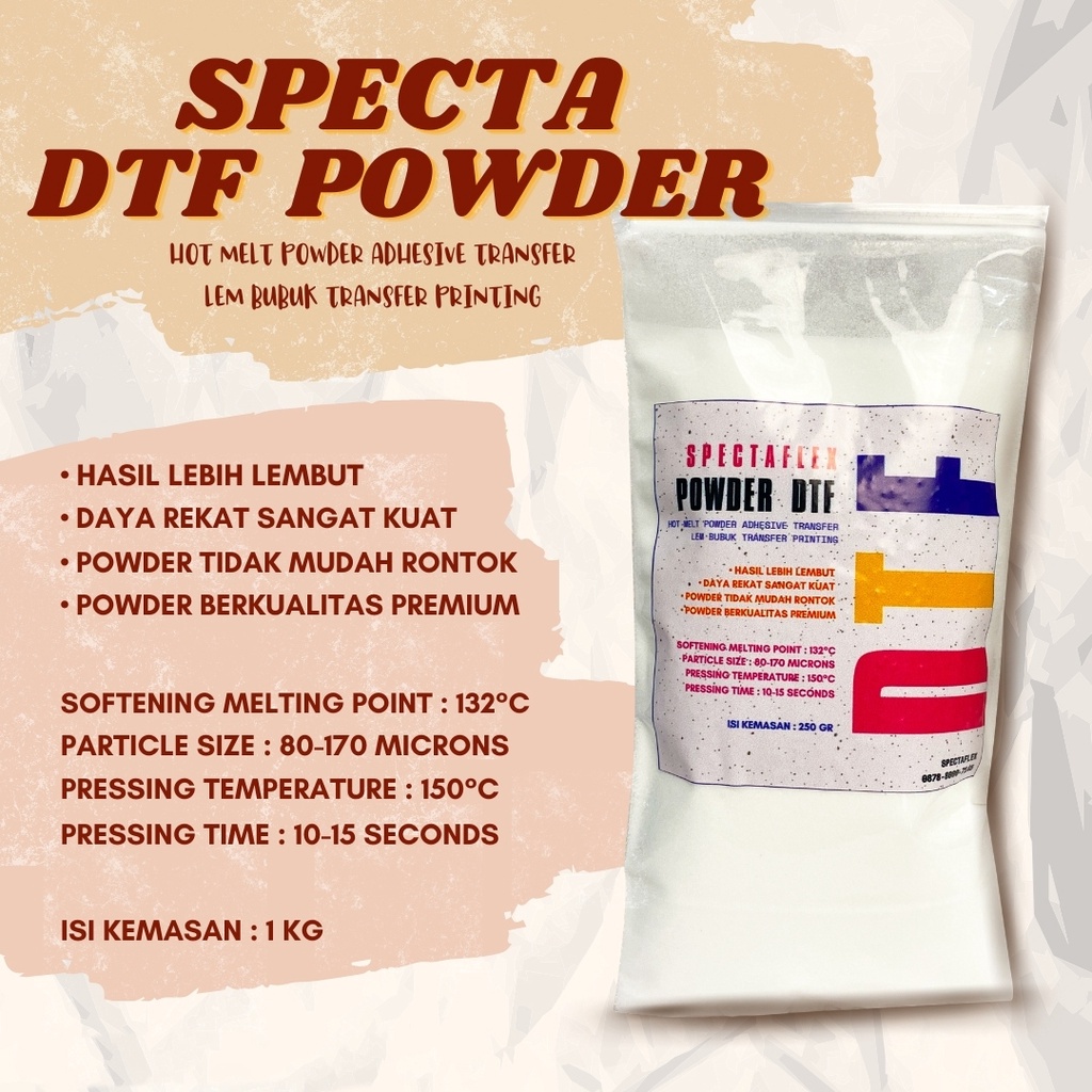 SPECTAFLEX BUBUK POWDER 1 KG DTF SABLON HOT MELT SUPER SOFT ADHESIVE TEPUNG SABLON DTF