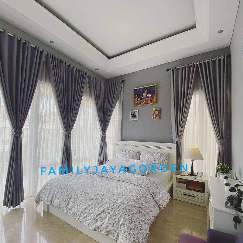 Gorden jendela blackout polos import besar jumbo L 300 x T 270cm