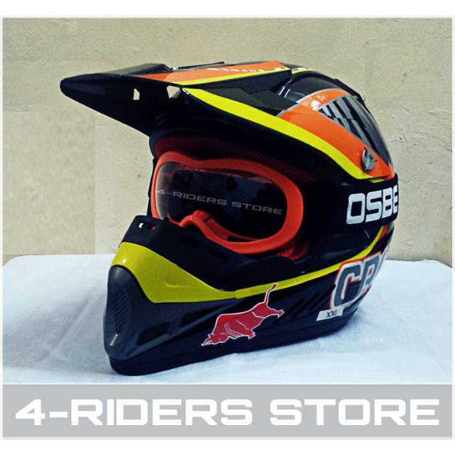 Helm Cross Anak MVStar RedBull Trail-Adventure & Bonus Goggle OSBE - Redbull Black