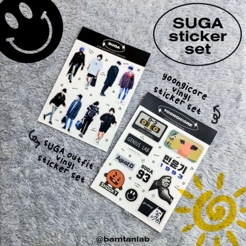 

SUGA STICKER SET / SUGA OUTFIT STICKER / YOONGICORE STICKER / STICKER KISSCUT BTS