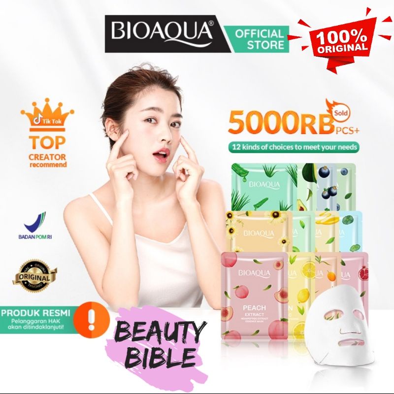 (BPOM) BIOAQUA Sheet Essence Mask (Kiwi, lemon, pomegranat, black currant, sea buckthorn, centella, 
