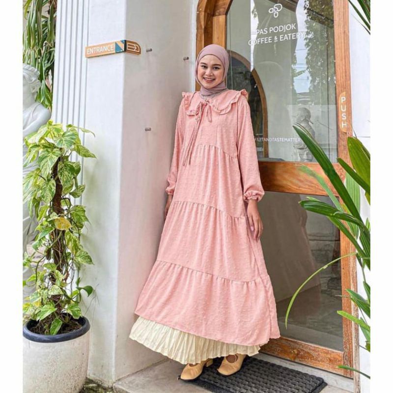 ZAMIRA MIDI DRESS / MIDI DRESS CRINKLE URAGIRI / DRESS WANITA LENGAN PANJANG KEKINIAN