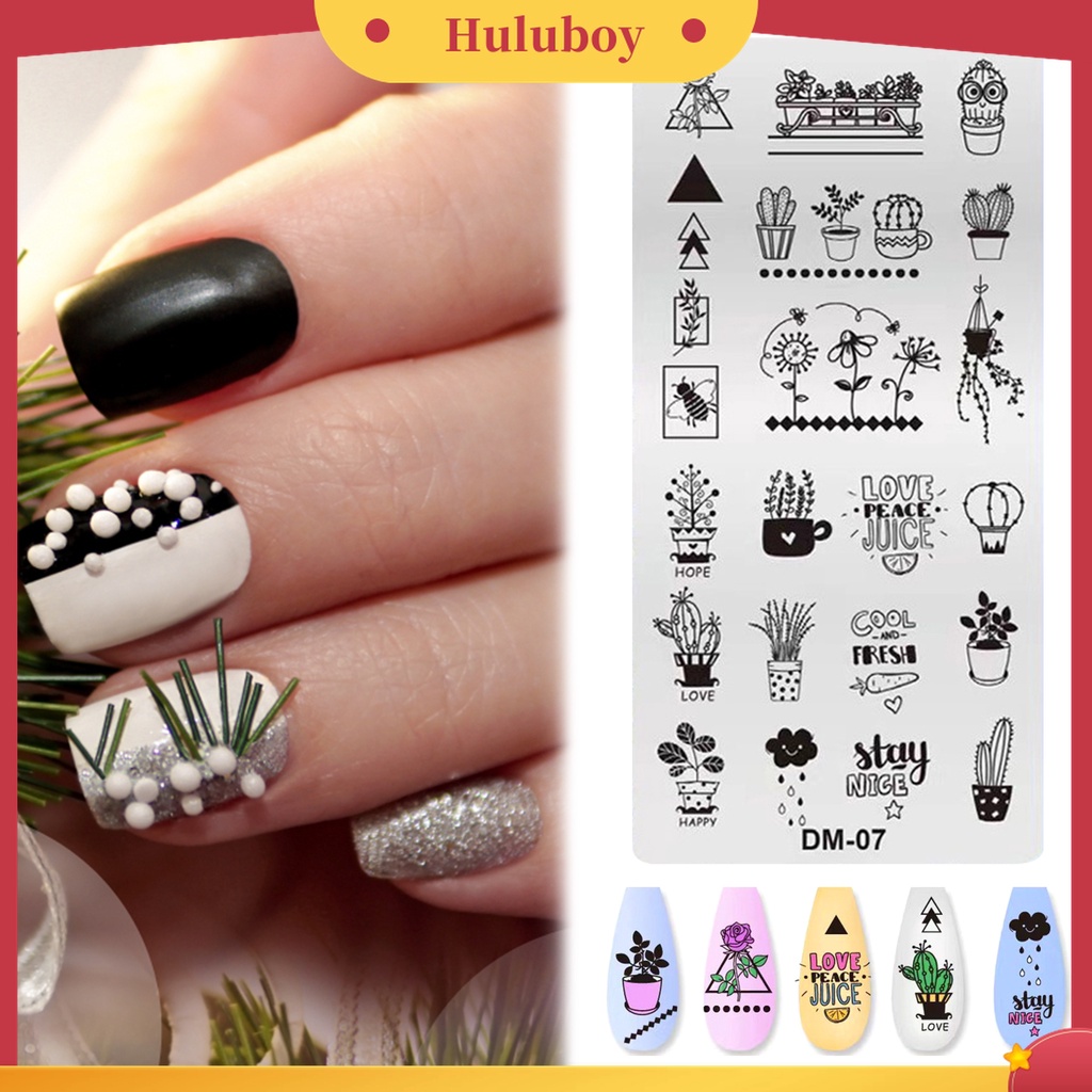 Huluboy Huluboy♡ Plat Stempel Kuku Bahan Stainless Steel Reusable Untuk Nail Art DIY