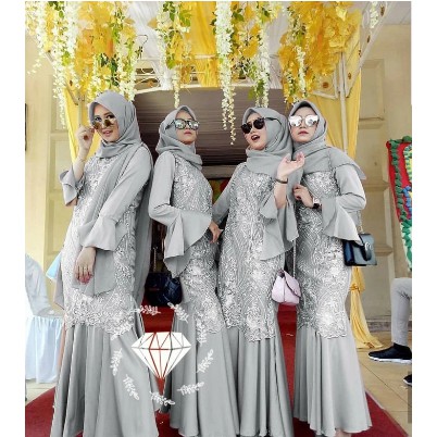 GAMIS BRUKAT NADINE KOMBINASI MOSCREPE / Gamis brokat busui/bumil muslimah wear masa kini.