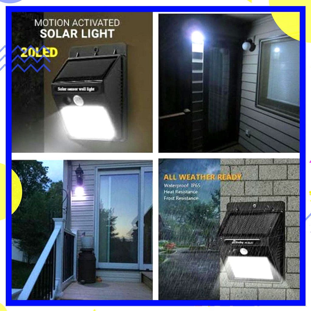 Lampu Taman Lampu Tembok Lampu Dinding Sensor Solar Tenaga Matahari Surya Outdoor 20 LED