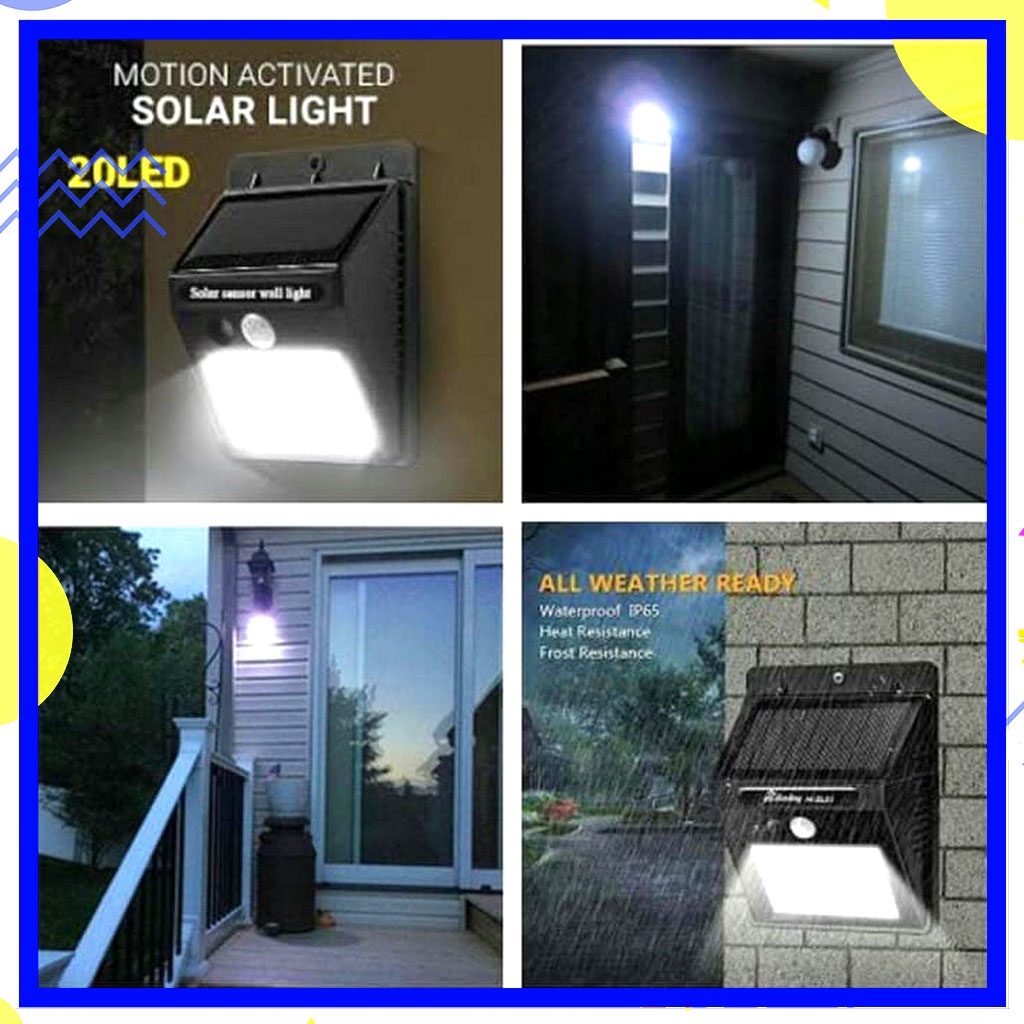 20 LED Lampu Taman Solar Cell Tenaga Surya - Lampu Dinding / Solar Wall Light Lampu Tembok Lampu Dinding Sensor