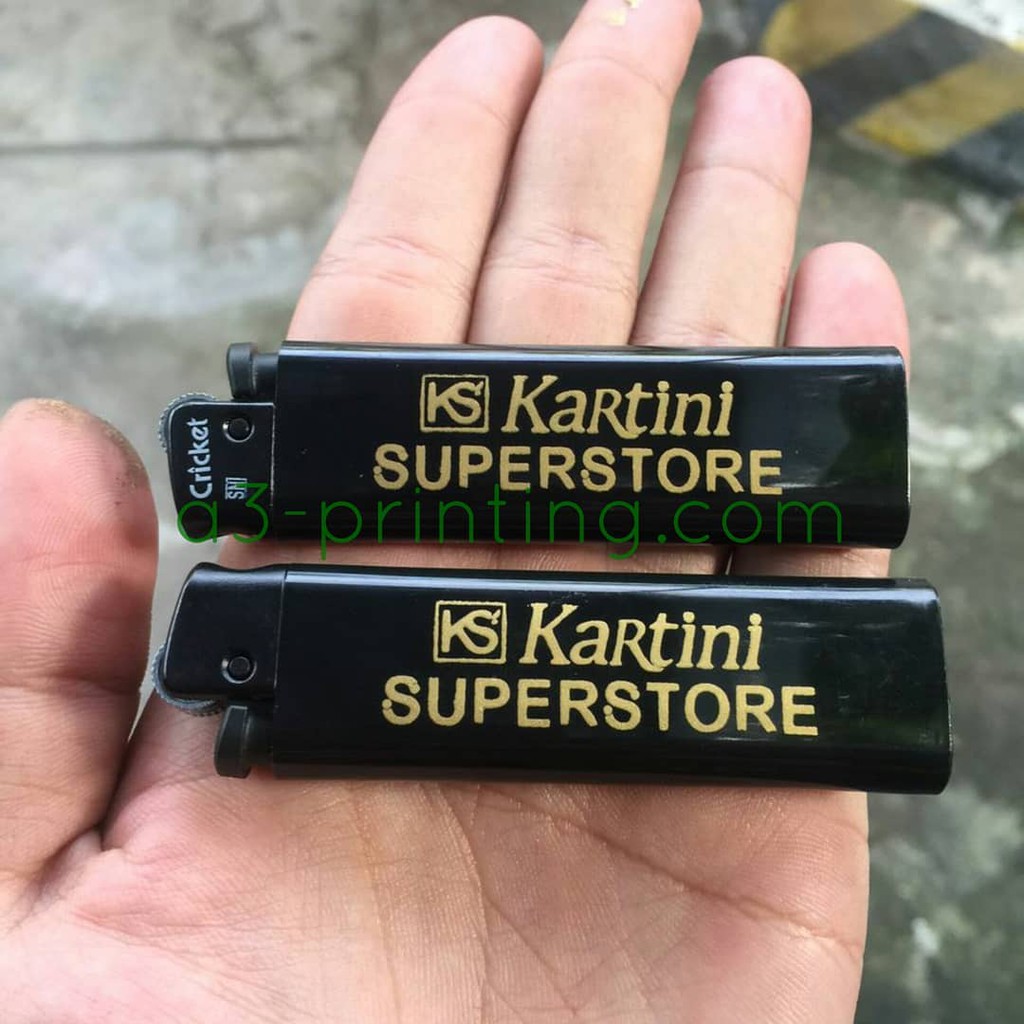 Korek Api Cricket Roda Warna Hitam atau Putih Sablon Custom Printing Fullcolor Surabaya
