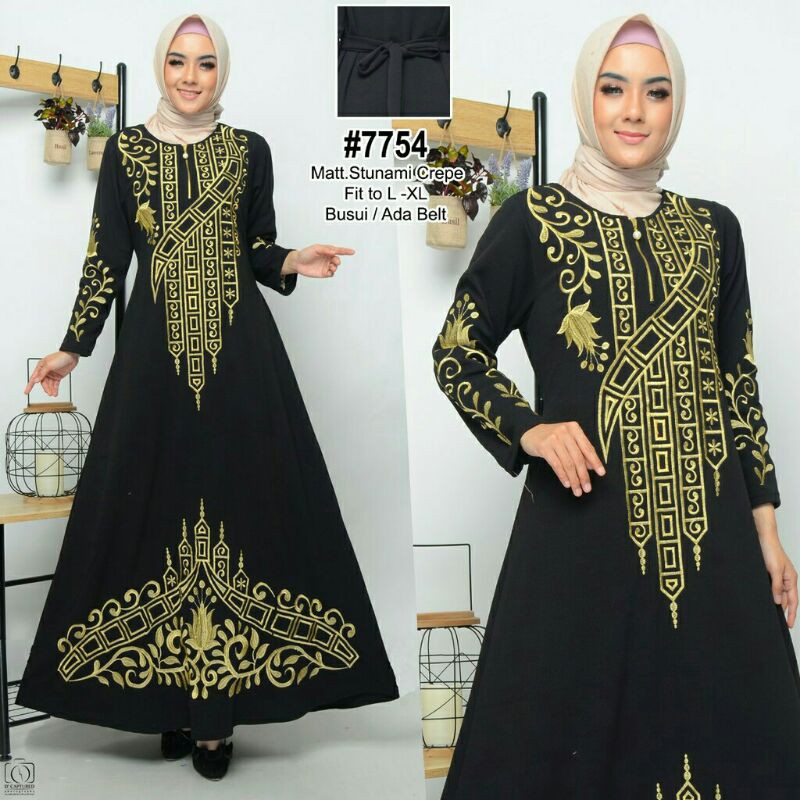 WESTYLIS GAMIS ABAYA HITAM MORDIR MEWAH BATIK 4 MOTIF /GAMIS ARAP